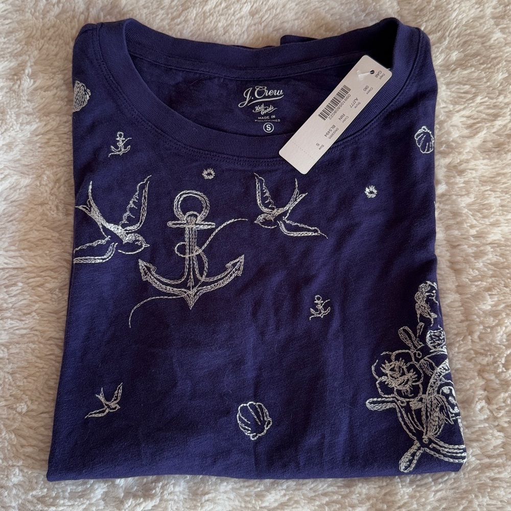Navy Blue Shirt with Nautical Design